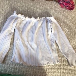 White over the shoulder sweater top